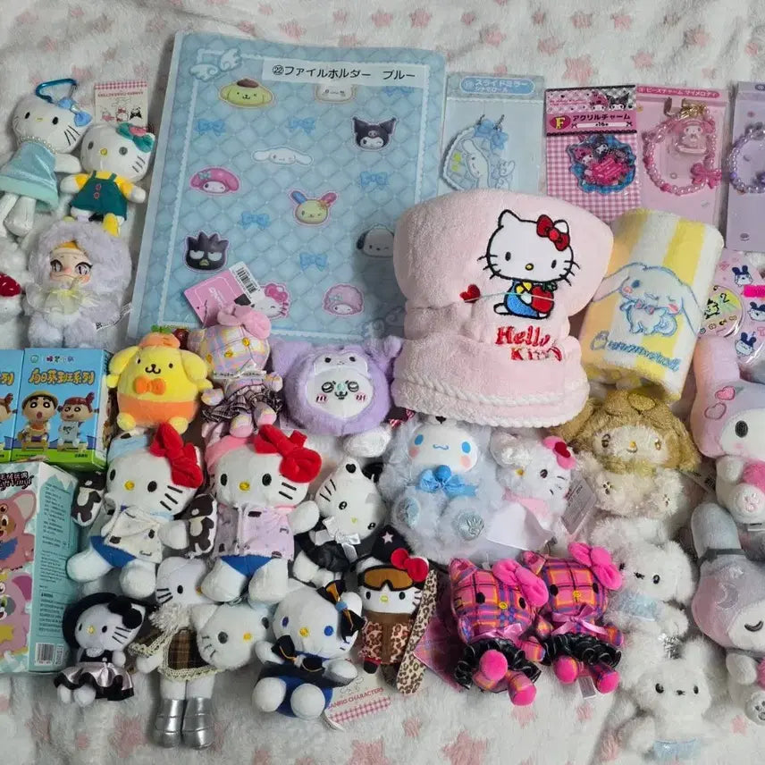 [BUNJANG] Sanrio Hello Kitty, Miffy, Crayon Shin-chan Character Pouch &amp; Keyring Set / 인형뽑기 산리오 헬로키티 미피 짱구 캐릭터 문구 캐리어 파우치 키링