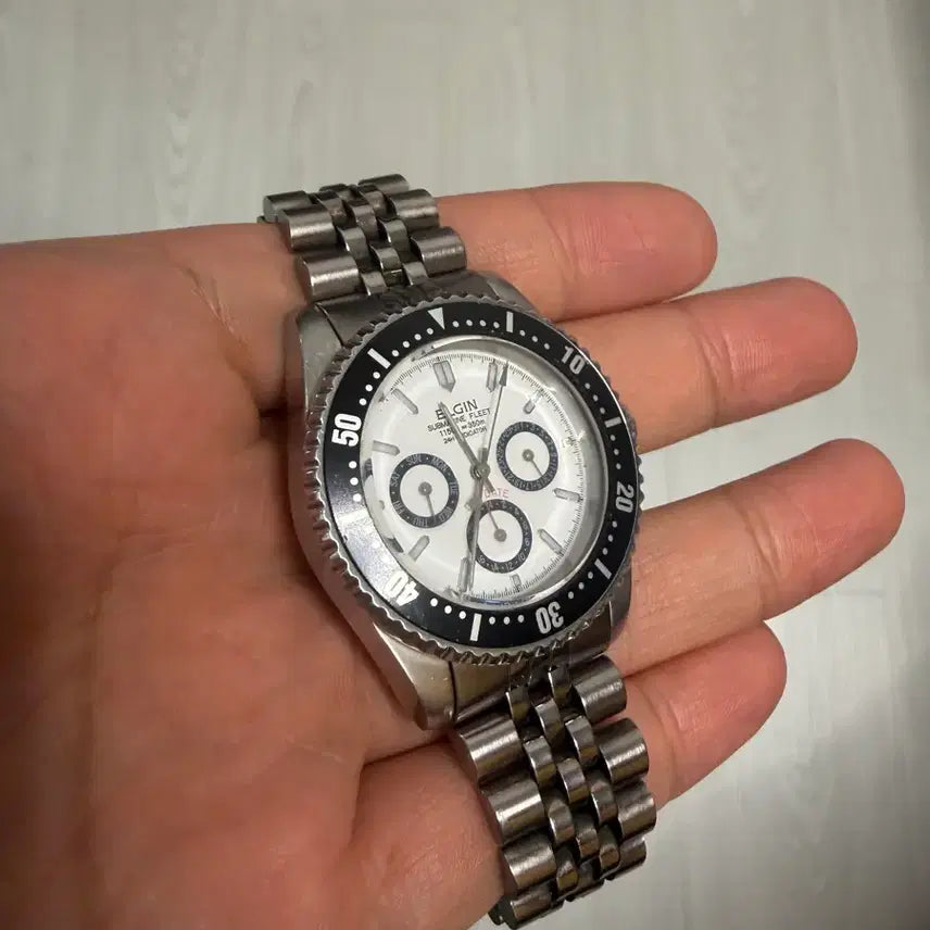 [BUNJANG] Elgin 1990s "Panda Dial" Submarine Fleet Diver Quartz Watch / 1990s 엘진 팬더다이얼 다이버 빈티지 시계