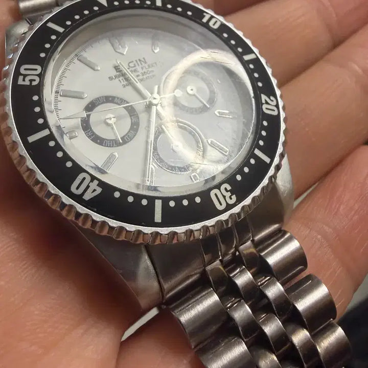 [BUNJANG] Elgin 1990s "Panda Dial" Submarine Fleet Diver Quartz Watch / 1990s 엘진 팬더다이얼 다이버 빈티지 시계
