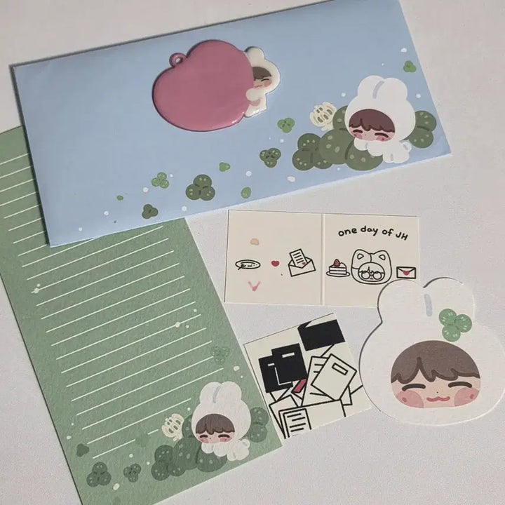 [BUNJANG] NCT 127 JAEHYUN Birthday Cafe Special Edition Letter Set &amp; Plush Keychain / 다님 재현 엔시티127 생카 특전 양도 편지지 말랑키링