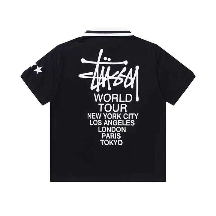 [BUNJANG] Stussy World Tour Short Sleeve Polo T-Shirt / 스투시 월드투어 반팔 카라티