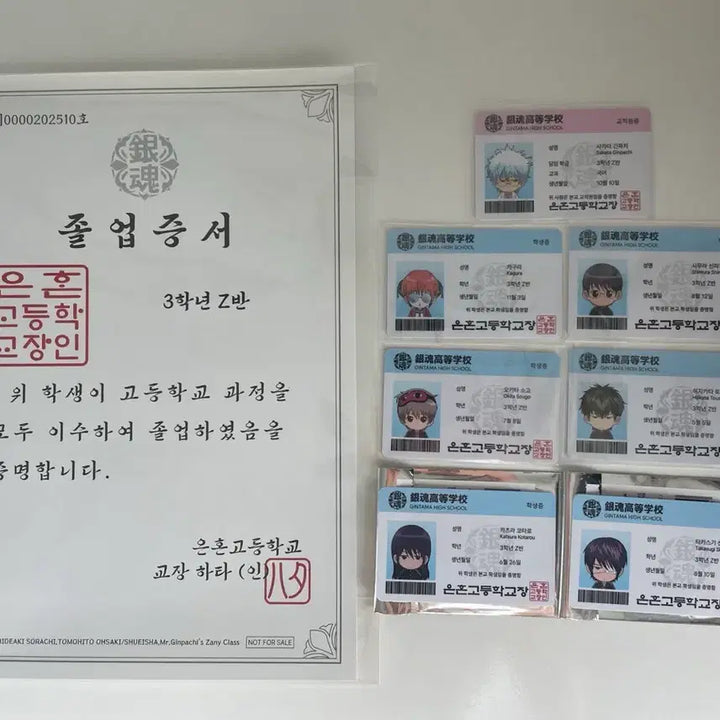 [BUNJANG] Gintama Gintoki Student ID Card Graduation Certificate Bundle / 은혼 삼젯 id카드 학생증 졸업증서