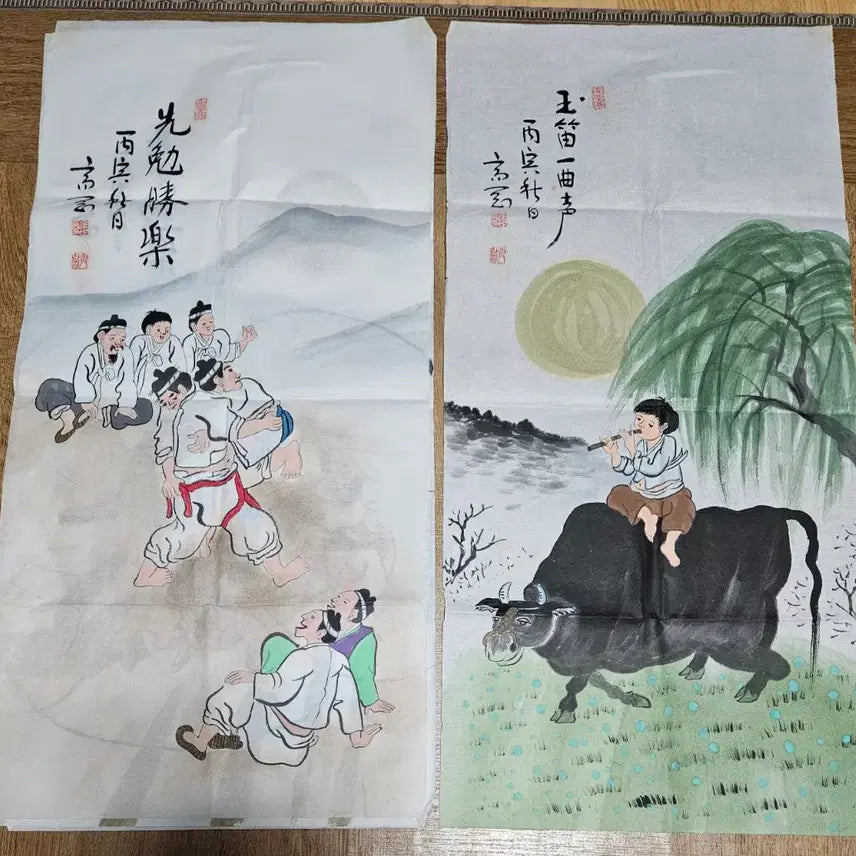 [BUNJANG] Hyo Dang Kim Se Hee Folk Painting 6 Piece Set / 재강.효당 김세희 선생 풍속화 6점 미사용