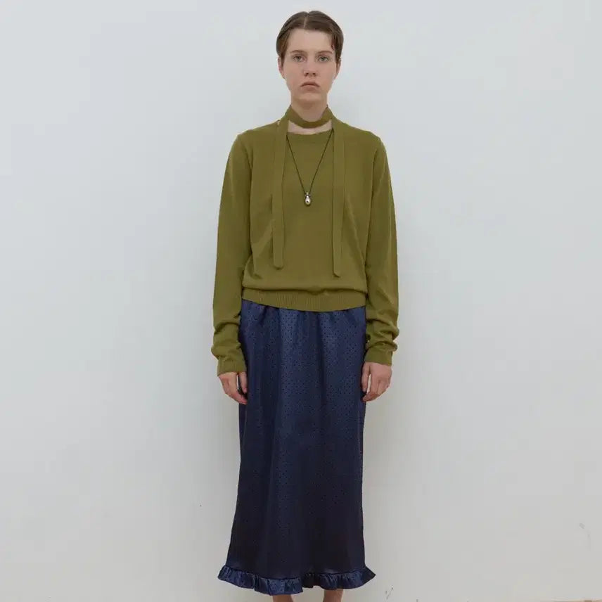 [BUNJANG] MAZONE Frill Layered Long Skirt Navy / 마조네 프릴 레이어드 롱스커트 네이비