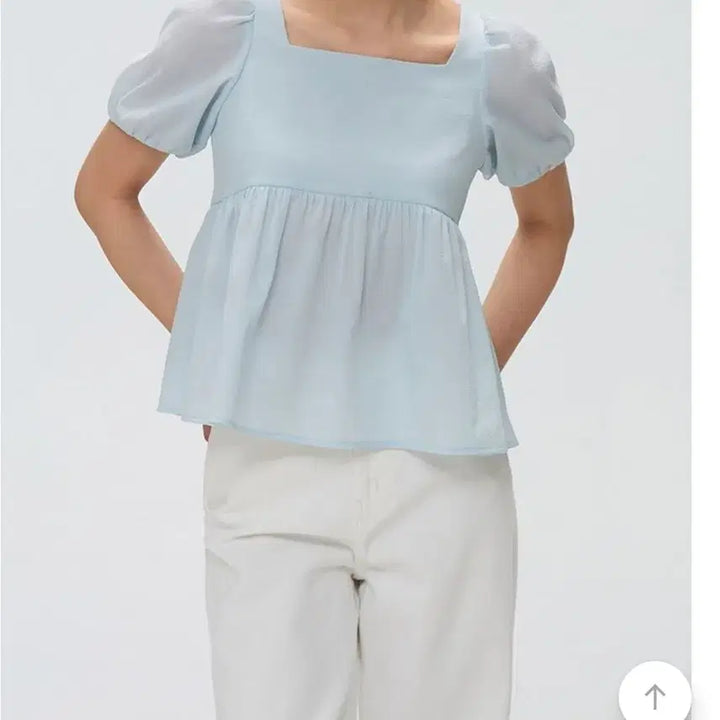 [BUNJANG] SPAO Babydoll Blouse Light Blue M / 스파오 베이비돌 블라우스 하늘색 M