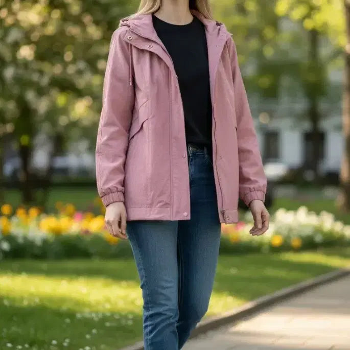[BUNJANG] PAT Hooded Windbreaker Jacket Pink / PAT 후드 바람막이 자켓 핑크