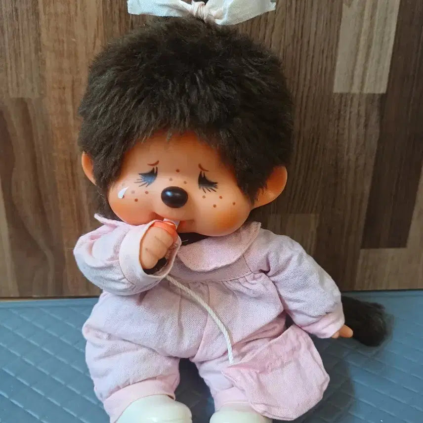 [BUNJANG] Vintage Monchhichi Doll (Miyuki Seed Bead Bracelet Included) / 고전 핑크 몬치치