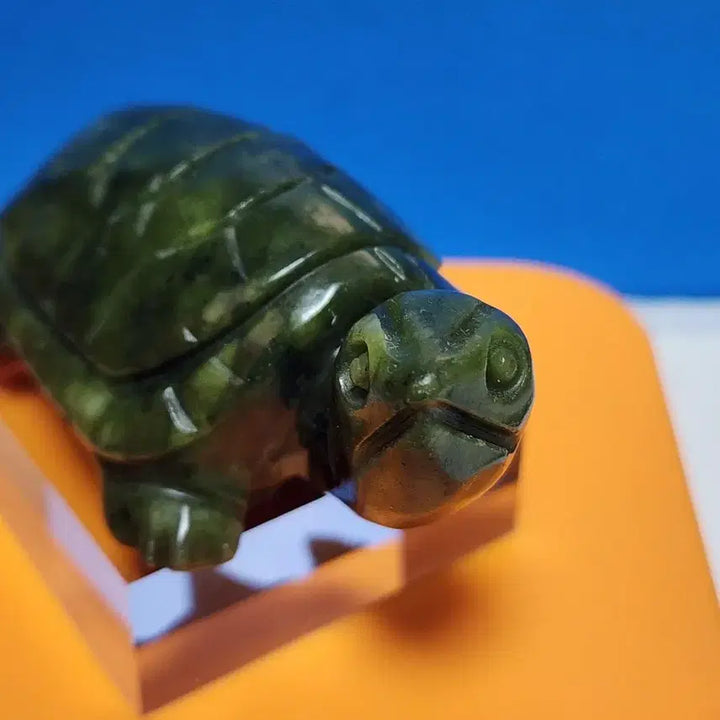 [BUNJANG] Natural Jade Turtle Sculpture with Stand / 천연 옥 거북이 조각상+받침대