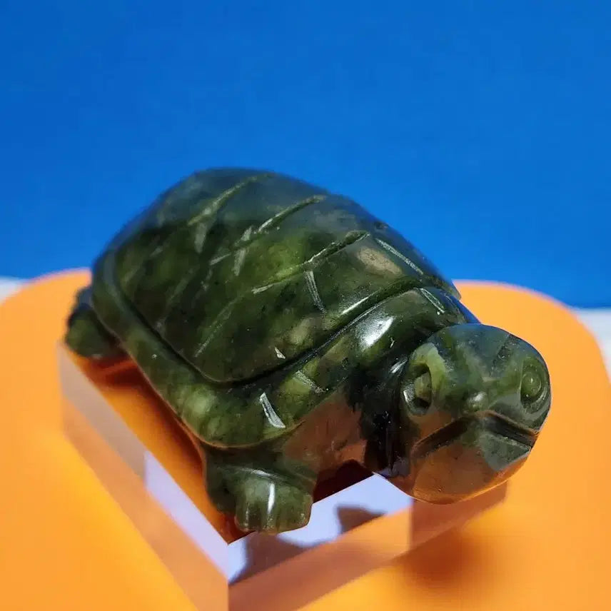 [BUNJANG] Natural Jade Turtle Sculpture with Stand / 천연 옥 거북이 조각상+받침대