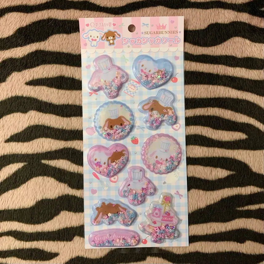 [BUNJANG] Sanrio Sugarbunnies Shakashaka Seal Stickers (Shirousa &amp; Kurousa) / 산리오 슈가바니즈 샤카샤캬씰 시로우사 쿠로우사