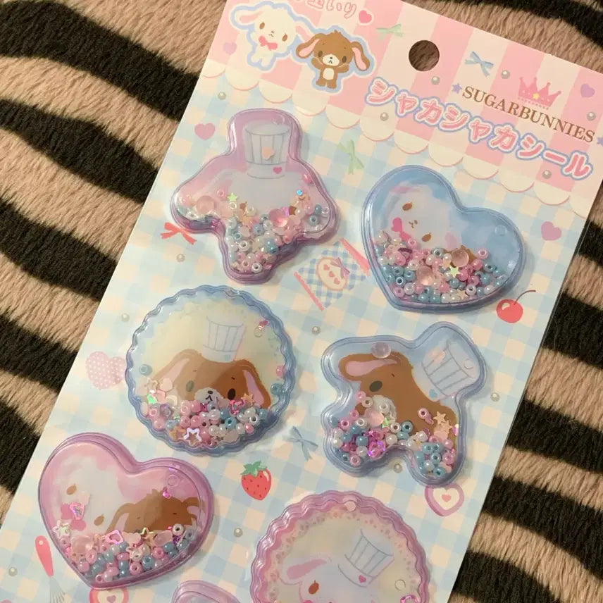 [BUNJANG] Sanrio Sugarbunnies Shakashaka Seal Stickers (Shirousa &amp; Kurousa) / 산리오 슈가바니즈 샤카샤캬씰 시로우사 쿠로우사