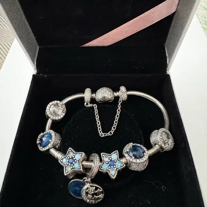 [BUNJANG] Pandora Sterling Silver Blue Star Charm Bracelet 18cm / 정품 판도라 팔찌 블루 스타 참 포함 18 센치