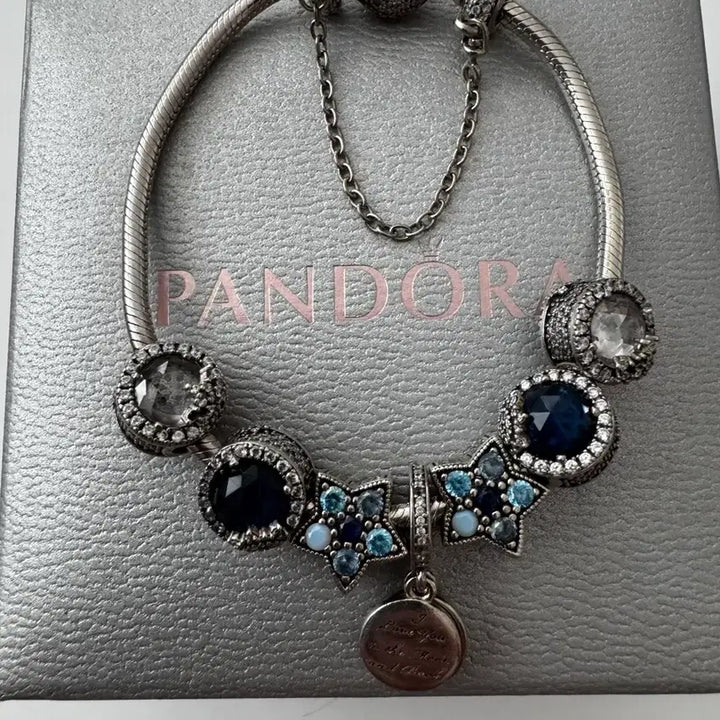 [BUNJANG] Pandora Sterling Silver Blue Star Charm Bracelet 18cm / 정품 판도라 팔찌 블루 스타 참 포함 18 센치