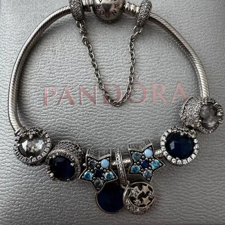 [BUNJANG] Pandora Sterling Silver Blue Star Charm Bracelet 18cm / 정품 판도라 팔찌 블루 스타 참 포함 18 센치