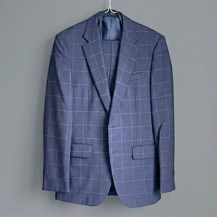 [BUNJANG] SIEG FAHRENHEIT Navy Check Slim Fit Suit Set (Jacket, Vest, Pants) / SIEG 여름 정장(자켓.베스트,바지)