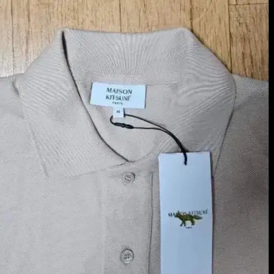 [BUNJANG] Maison Kitsuné Fox Head Embroidery Short Sleeve Polo Shirt - Beige / 100%정품,새옷)메종키츠네 폭스 헤드 자수 반팔카라티,베이지색,100