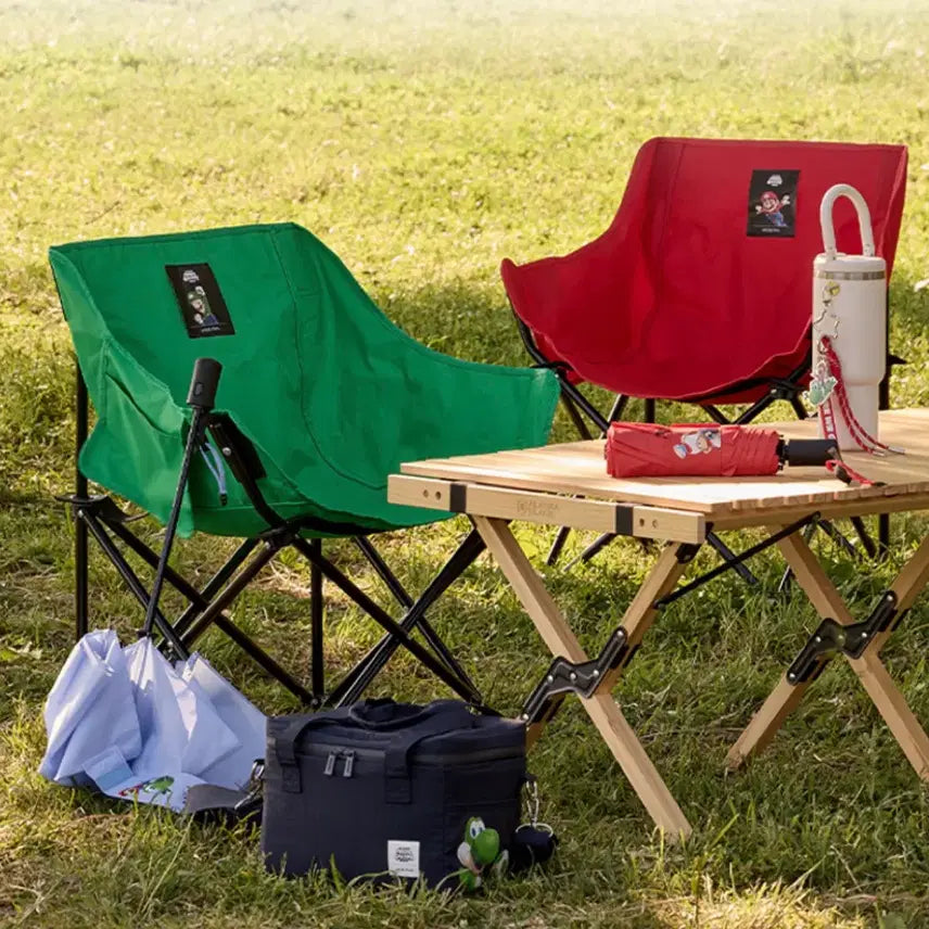 [BUNJANG] Super Mario Camping Chair Set with Yoshi Cooler Bag / 무배) 레드+그린 2개 슈퍼마리오 의자+요시보냉백