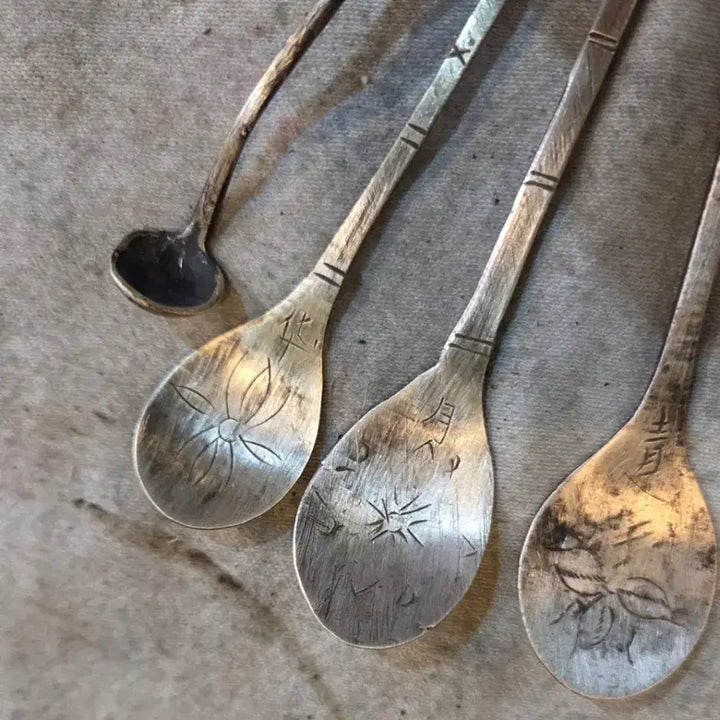 [BUNJANG] Antique Korean Traditional Medicine Spoon Set (4 pieces) / 옛날 한약방 동 약스푼 4점