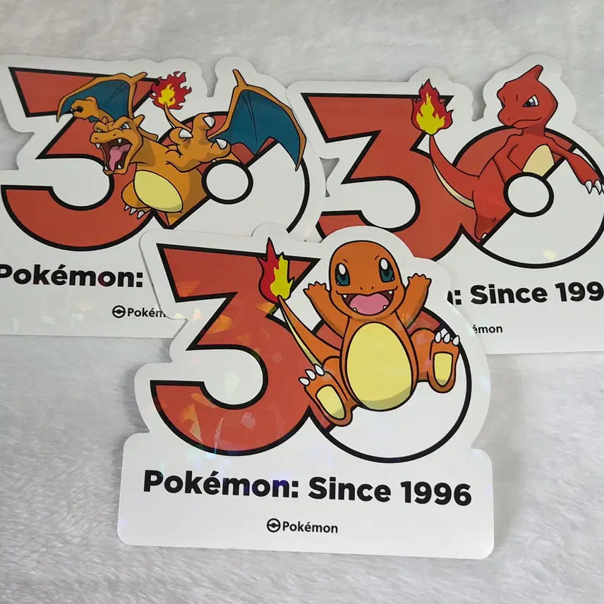 [BUNJANG] Pokemon 30th Anniversary Logo Sticker Set (Charmander, Charmeleon, Charizard) / 포켓몬 30주년 기념 로고 스티커 파이리, 리자드, 리자몽 판매합니다!