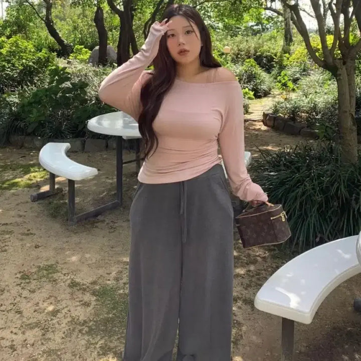 [BUNJANG] Pink Long Sleeve Tie Shirt / 랩 묶음 긴팔 티 (새상품)