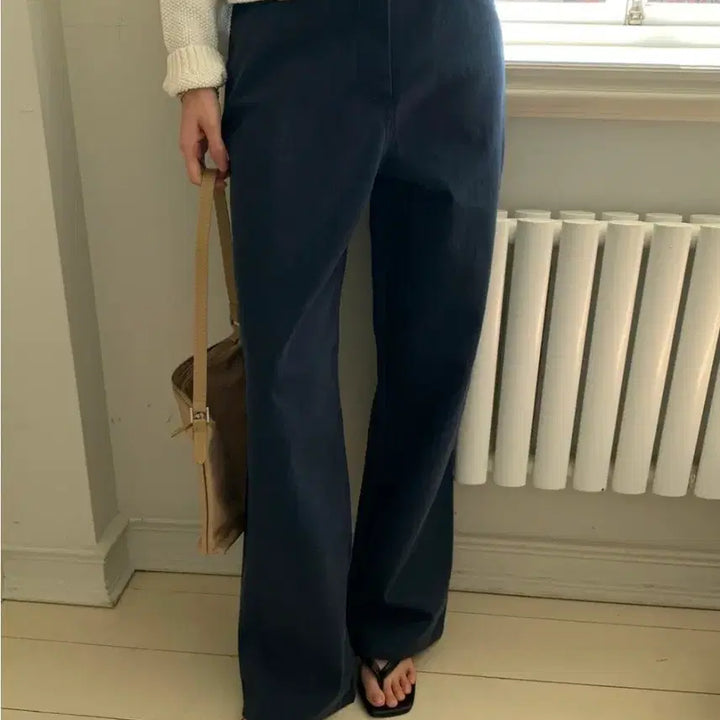 [BUNJANG] Berryu Camille Herringbone Pants Navy M / 베리유 카밀 헤링본 팬츠 