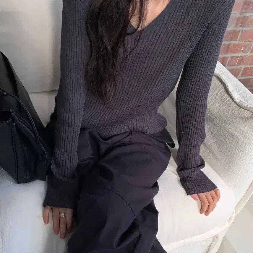 [BUNJANG] Veryu Renoir Linen Knit Charcoal / 베리유 르누아 린넨 니트 