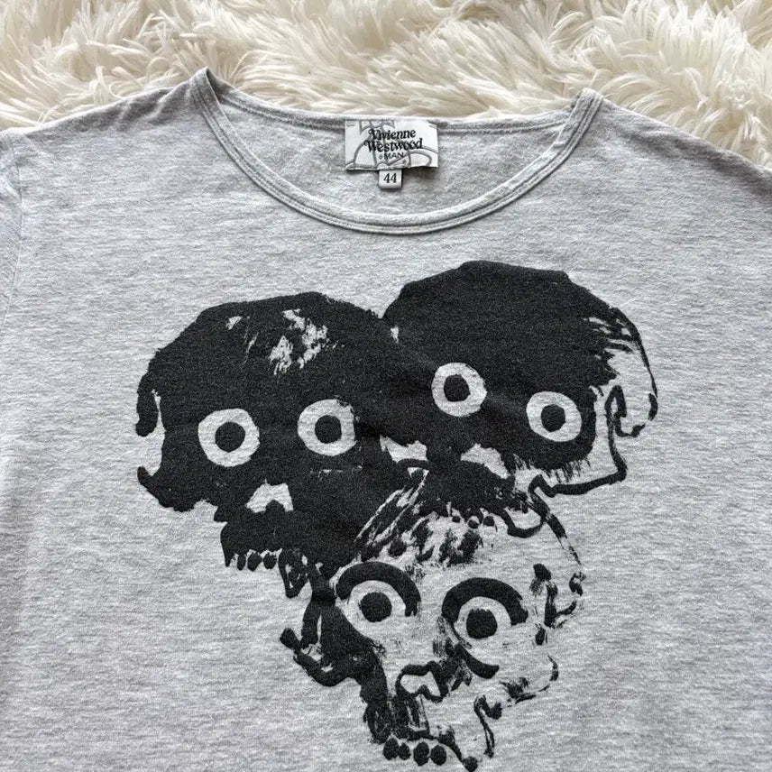 [BUNJANG] Vivienne Westwood Hand-Drawing Skull Tencel Short-Sleeve T-Shirt / 비비안 웨스트우드 핸드드로잉 스컬 해골 텐셀 반팔 티셔츠