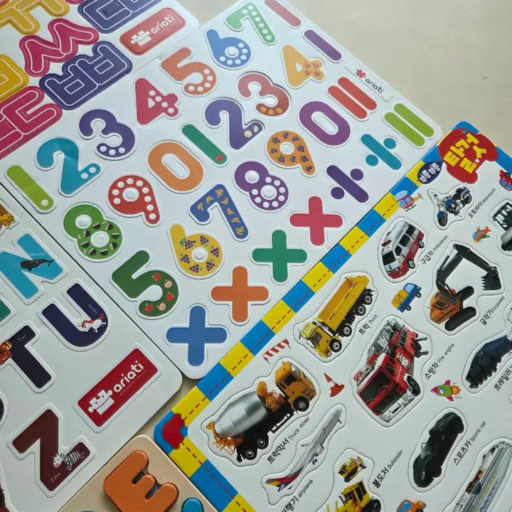 [BUNJANG] Aritati Magnetic Learning Blocks Set (Hangul, English Alphabet, Numbers, Vehicles) / 아리아띠 한글 자석 교구 세트 / 영어 알파벳 / 숫자 / 탈것 일괄