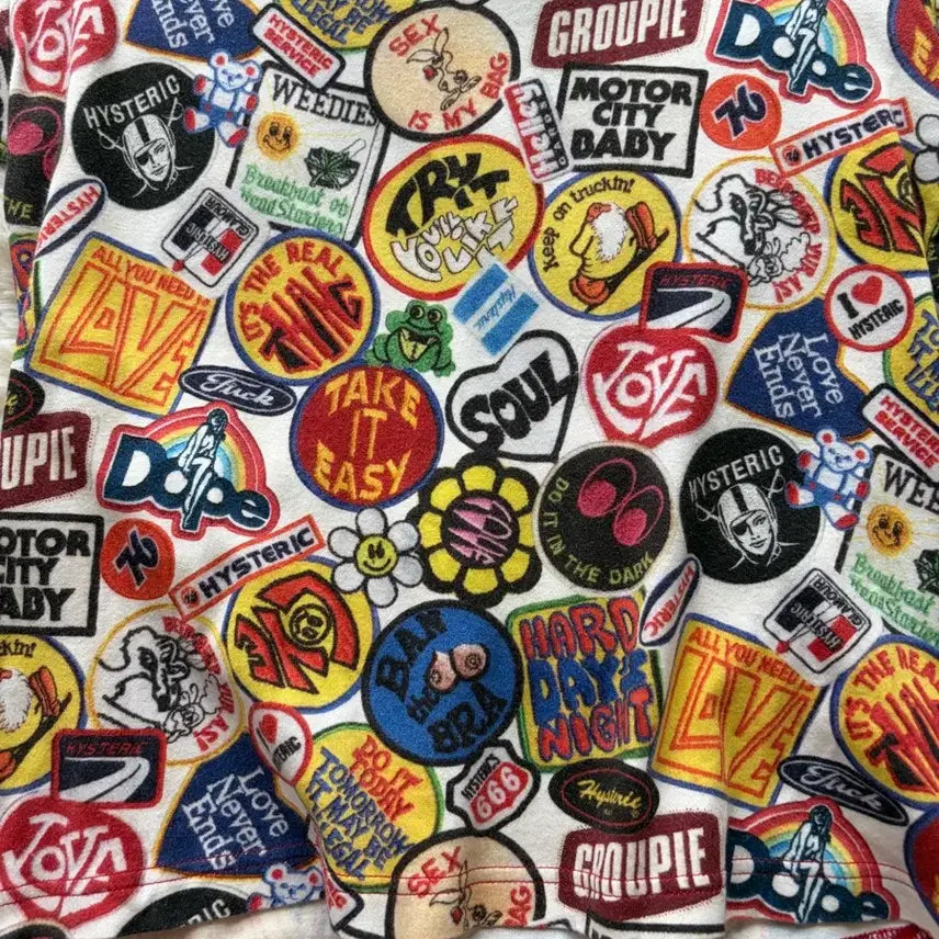 [BUNJANG] Hysteric Glamour WAPPEN REMIX All Over Graphic Ringer Short Sleeve T-Shirt / 히스테릭 글래머 WAPPEN REMIX 올오버 그래픽 링거 반팔 티셔츠