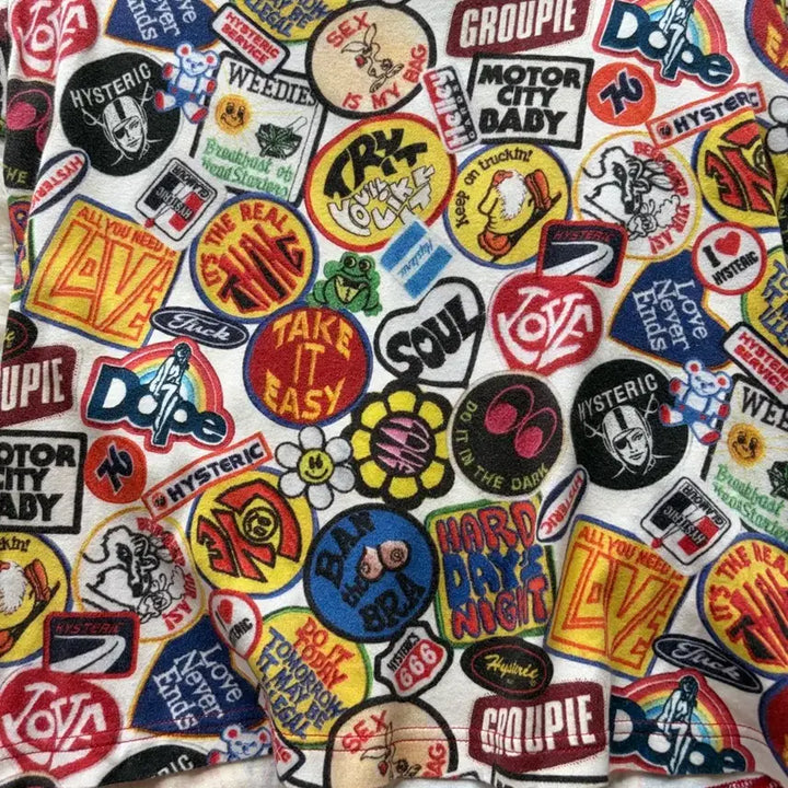 [BUNJANG] Hysteric Glamour WAPPEN REMIX All Over Graphic Ringer Short Sleeve T-Shirt / 히스테릭 글래머 WAPPEN REMIX 올오버 그래픽 링거 반팔 티셔츠