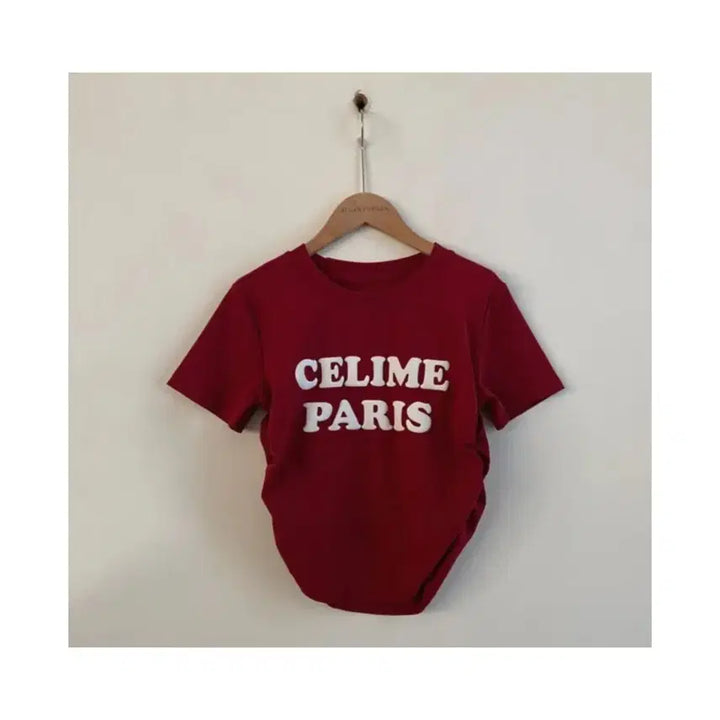 [BUNJANG] Wine Red Shirring Cropped T-Shirt (One Size) / 와인색 셔링 크롭티(프리사이즈)