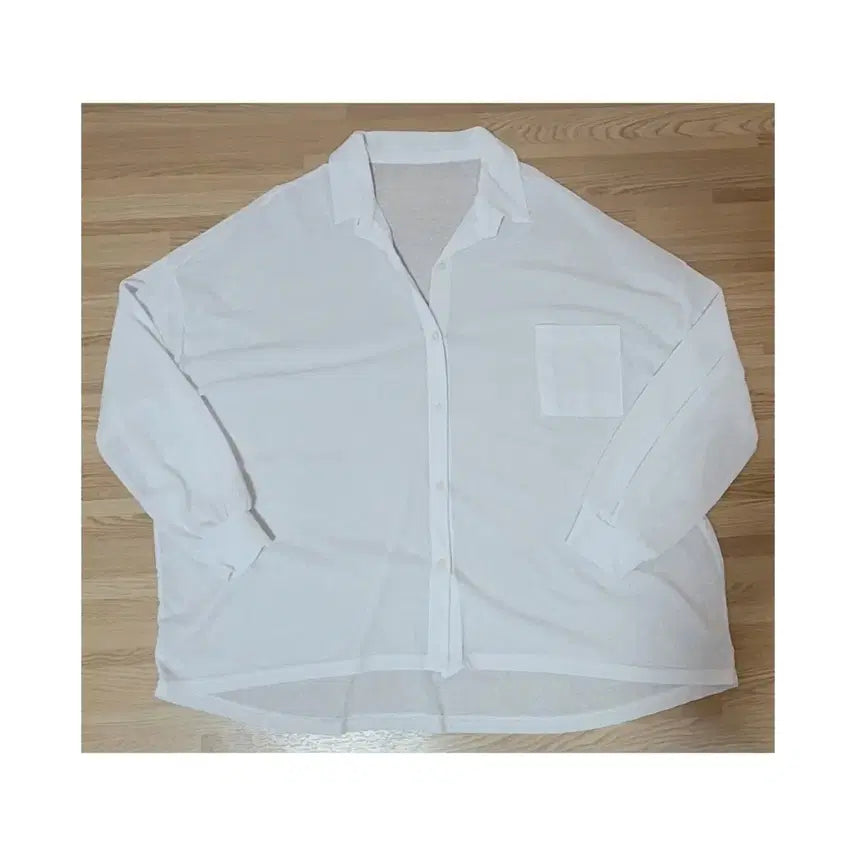 [BUNJANG] Saltbangji Oversized See-through White Shirt (One Size) / 살탐방지 오버핏 흰색 시스루 남방(프리사이즈)