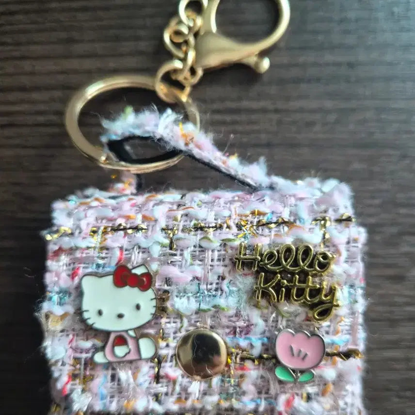 [BUNJANG] Hello Kitty Tweed Mini Bag Charm Pouch / 헬로키티 트위드 미니백 미니 파우치 키링 블랙/핑크/스카이 (새상품)