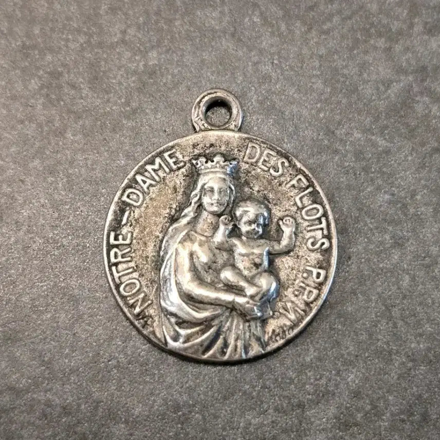 [BUNJANG] French Notre-Dame des Flots Pendant - Vintage Catholic Religious Medal / 프랑스 성모마리아 Notre-Dame des Flots 팬던트