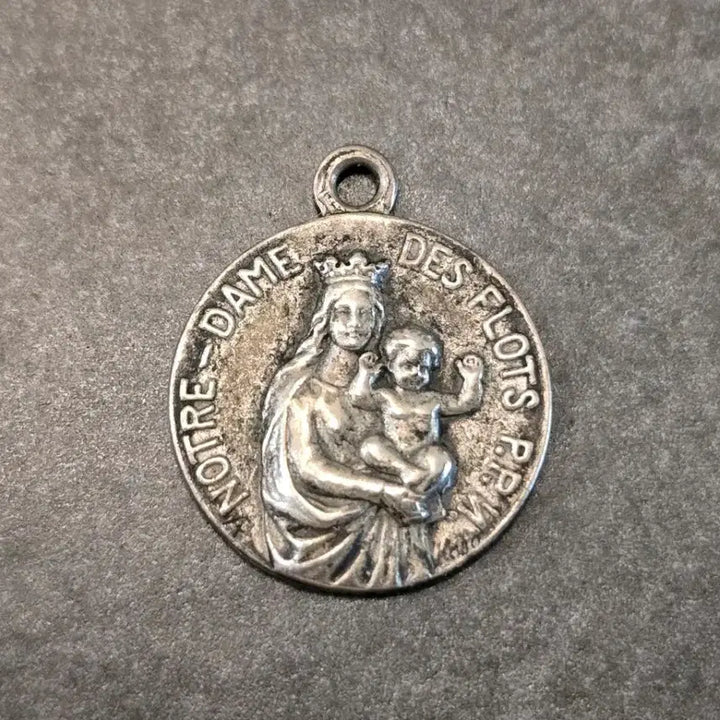 [BUNJANG] French Notre-Dame des Flots Pendant - Vintage Catholic Religious Medal / 프랑스 성모마리아 Notre-Dame des Flots 팬던트