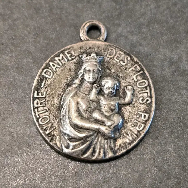 [BUNJANG] French Notre-Dame des Flots Pendant - Vintage Catholic Religious Medal / 프랑스 성모마리아 Notre-Dame des Flots 팬던트