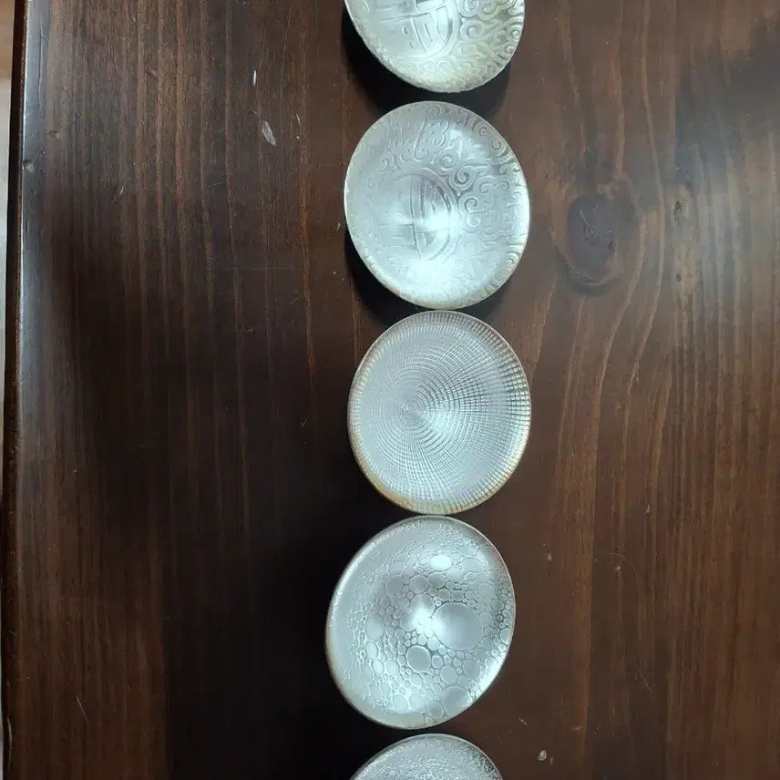[BUNJANG] Set of 5 Silver Inlaid Teacups / 은분 찻잔