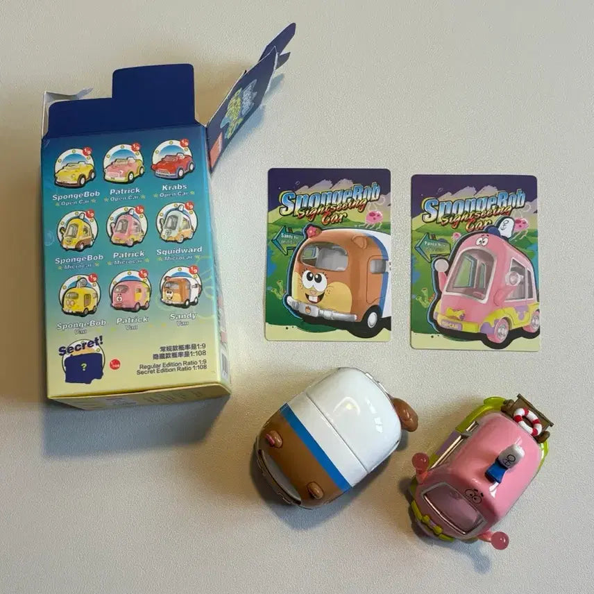 [BUNJANG] Pop Mart SpongeBob Travel Car Figure Set / 팝마트 스폰지밥 트래블카 피규어 뚱이 다람이