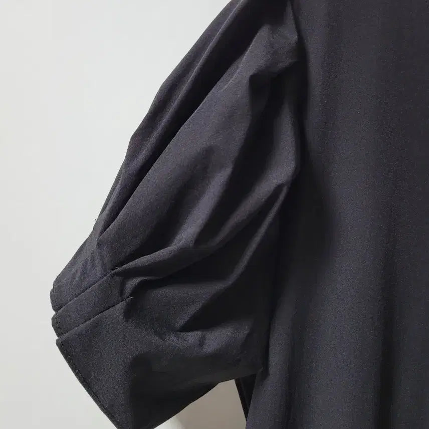 [BUNJANG] Black Puff Short Sleeve Long Dress / 블랙 퍼프 반팔 소매 원피스