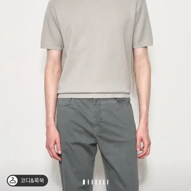 [BUNJANG] Time Homme Half Sleeve Knit White Grey Size 100 / 타임옴므 반팔 니트 화이트그레이 100사이즈