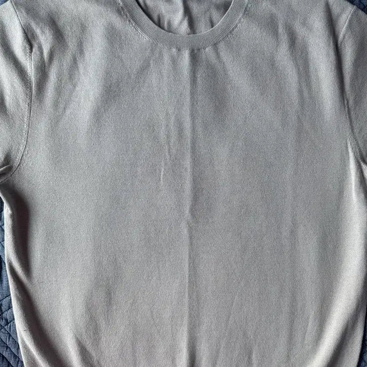 [BUNJANG] Time Homme Half Sleeve Knit White Grey Size 100 / 타임옴므 반팔 니트 화이트그레이 100사이즈
