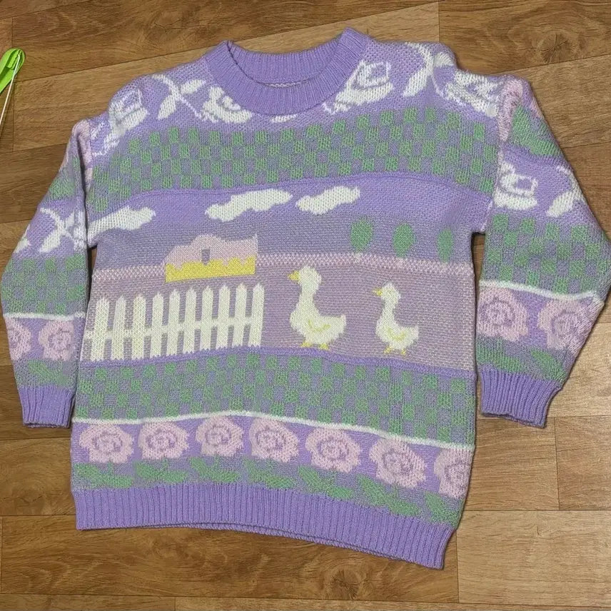 [BUNJANG] Peach Sorbet Duck Sweater / 피치샤베트 오리 스웨터