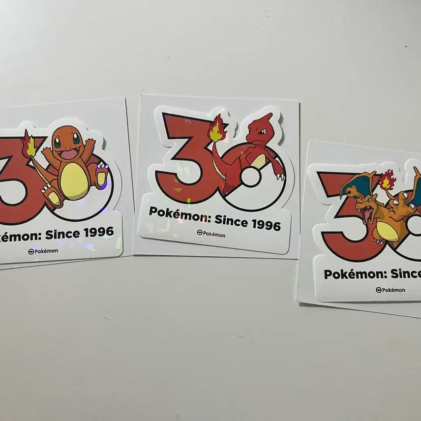 [BUNJANG] Pokemon 30th Anniversary Stickers Charmander + Charmeleon + Charizard Set / 포켓몬 30주년 스티커 파이리+리자드+리자몽