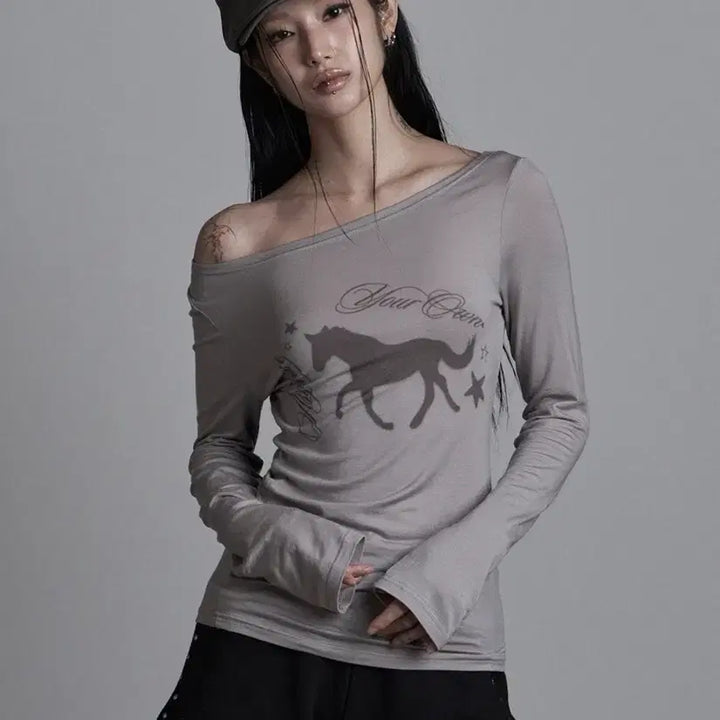 [BUNJANG] As You Are Boatneck Long Sleeve Dark Grey / 애즈유아 홀스 보트넥 롱슬리브 다크 그레이