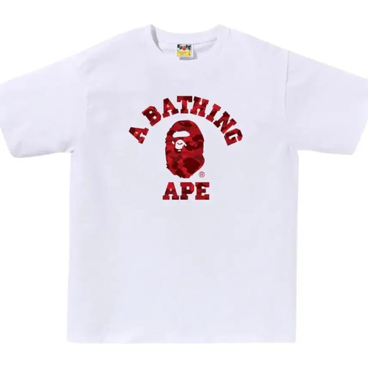 [BUNJANG] BAPE Color Camo College T-Shirt White Red / 베이프 컬러 카모 컬리지 티셔츠 화이트 레드 [M,L]