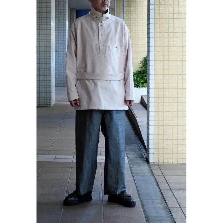 [BUNJANG] Niceness WILDE Cotton-Silk Herringbone Pullover Shirt (M) / [M] 나이스네스 WILDE 코튼실크 헤링본 풀오버 셔츠 niceness