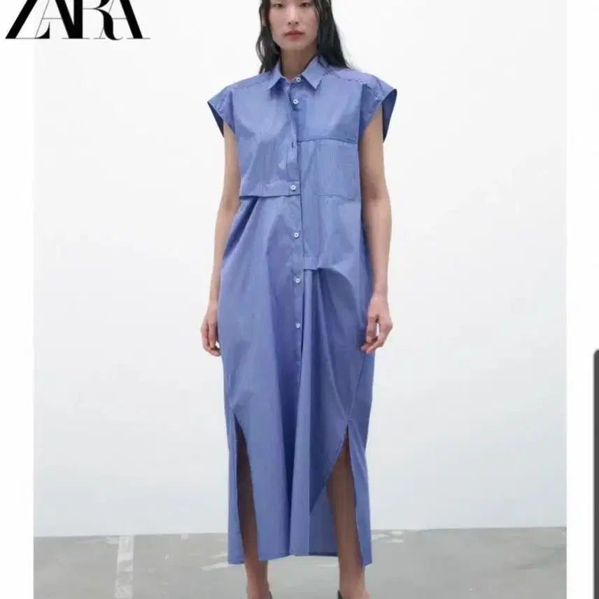 [BUNJANG] Zara Striped Shirt Dress Lavender / 2024  자라스트라이프셔스츠원피스 라벤더