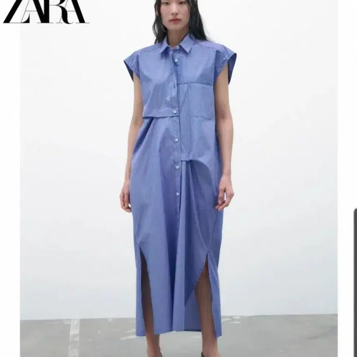 [BUNJANG] Zara Striped Shirt Dress Lavender / 2024  자라스트라이프셔스츠원피스 라벤더