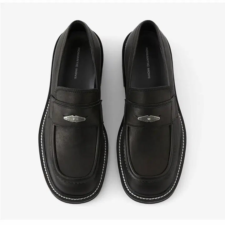 [BUNJANG] Romantic Move Half Moon Leather Loafers Washing Black / 로맨틱무브 하프문 레더 로퍼 워싱 블랙 265