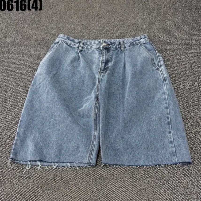 [BUNJANG] Mid-Wash Light-Wash Wide Half Pants Shorts (Vintage 0616) / [L] 중청 연청 와이드 하프 팬츠 반바지 (빈티지 0616)